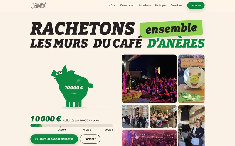 Capture du site de collecte des Ami·e·s du Bonheur