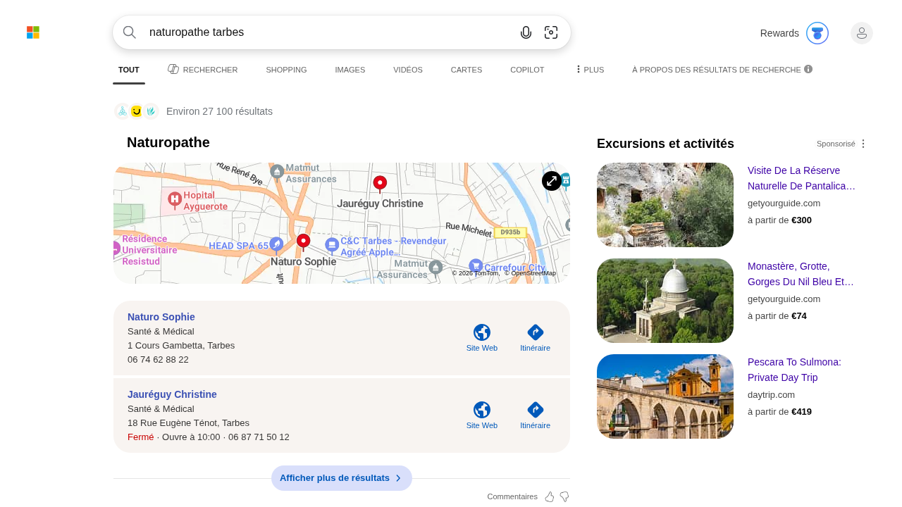 Résultats de recherche pour "naturopathe Tarbes" — les praticiens avec un site propre apparaissent en premier